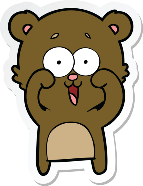 Bir insan tarafından çizilmiş gülen oyuncak ayının çıkartması.