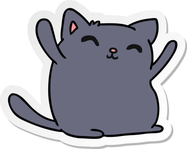 Bir insan tarafından çizilmiş sevimli kawaii kedisinin çizilmiş bir karikatür çizimi