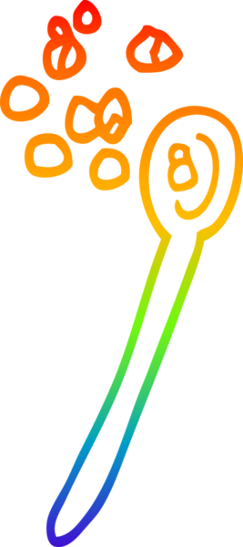 gökkuşağı gradyan çizgi çizimi bir insan tarafından çizilmiş kaşık üzerinde mısır gevreği