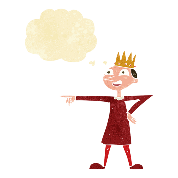 Bir insan tarafından çizilmiş düşünce balonuyla prensi gösteren çizgi film.