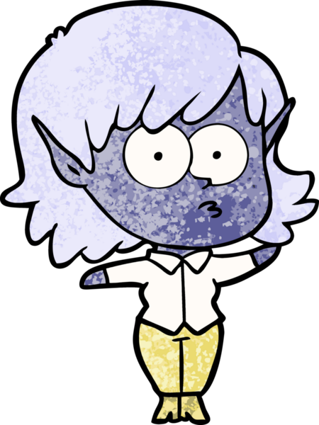 Bir insan tarafından çizilmiş çizgi film elf kızı.