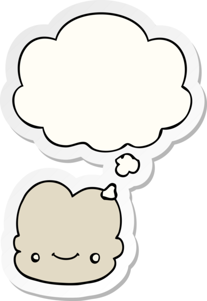 Düşünce baloncuklu karikatür bulutu insan tarafından çizilmiş bir çıkartma.