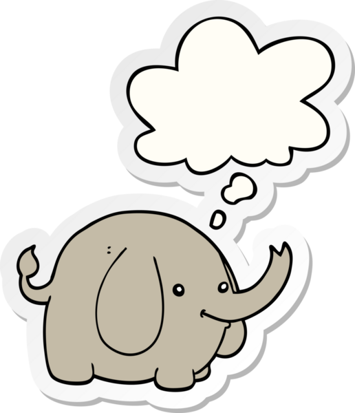 Düşünce baloncuğu insan tarafından çizilmiş bir çıkartma olan çizgi film fili.