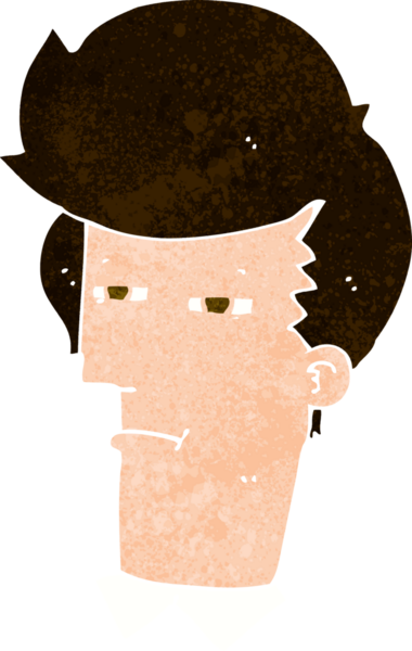 Bir insan tarafından çizilmiş şaşı gözlü çizgi film adamı.