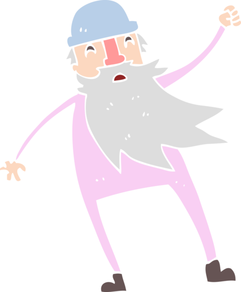 Bir insan tarafından çizilmiş termal iç çamaşırlı yaşlı bir adamın düz renk çizimi