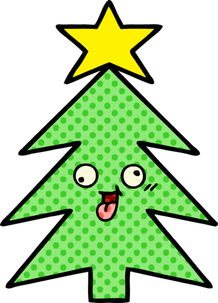 Bir insan tarafından çizilmiş bir Noel ağacının çizgi romanı.