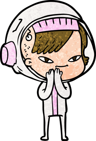 Bir insan tarafından çizilmiş astronot kadın.