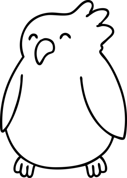 Bir kuşun çizgi karalaması. Büyük ihtimalle bir insan tarafından çizilmiş bir papağan.