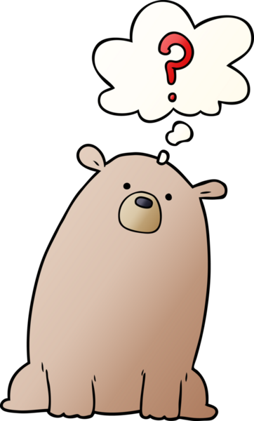 Çizgi film meraklısı ayı, insan tarafından çizilmiş yumuşak eğimli düşünce baloncuğu.