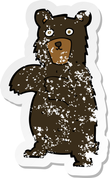 Bir insan tarafından çizilmiş karikatür kara ayısının gerilmiş çıkartması.