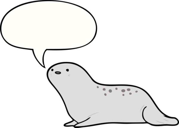 Bir insan tarafından çizilmiş konuşma balonlu şirin karikatür mührü.