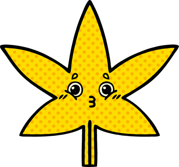 Bir insan tarafından çizilmiş güz yaprağının çizgi romanı.