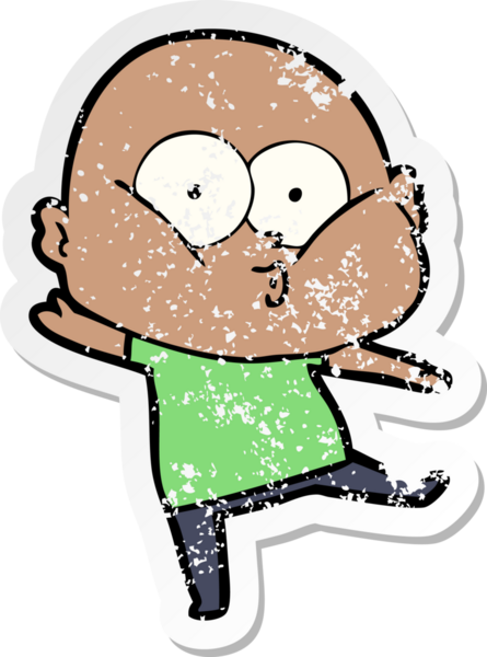 Bir insan tarafından çizilmiş kel bir adamın sıkıntılı çıkartması.