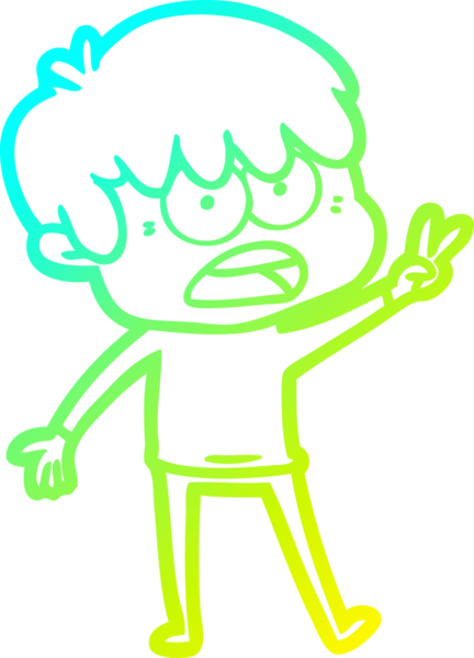 Bir insan tarafından çizilmiş endişeli çizgi film çocuğunun soğuk gradyan çizgisi.