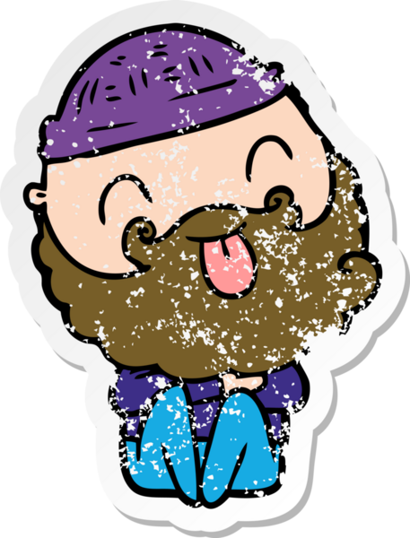 Bir insan tarafından çizilmiş sakallı bir adamın sıkıntılı çıkartması.