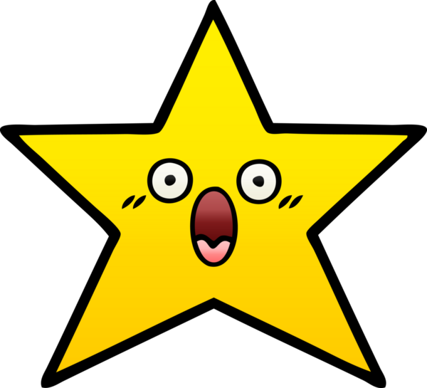 Bir insan tarafından çizilmiş altın yıldızın gölgeli karikatürü