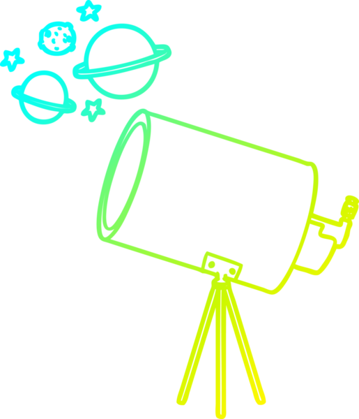 Bir insan tarafından çizilmiş gezegenlere bakan bir çizgi teleskop çizimi.