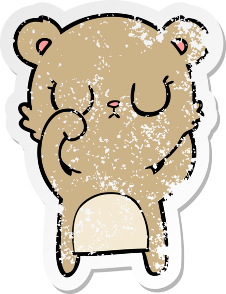 Bir insan tarafından çizilmiş barışçıl bir ayının sıkıntılı çıkartması.