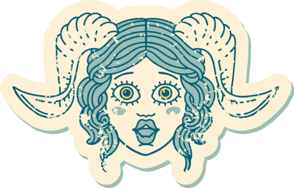 Bir insan tarafından çizilmiş bir karakter yüzünün grunge çıkartması