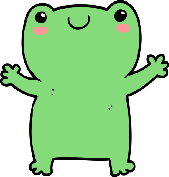 Bir insan tarafından çizilmiş şirin bir kurbağa.