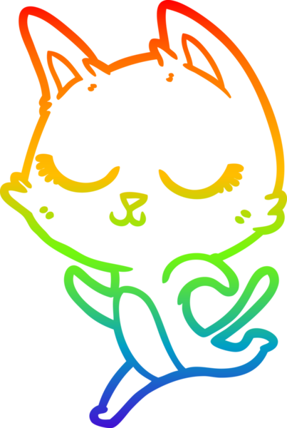 Gökkuşağı gradyan çizgisi bir insan tarafından çizilmiş sakin bir çizgi kedi çizimi