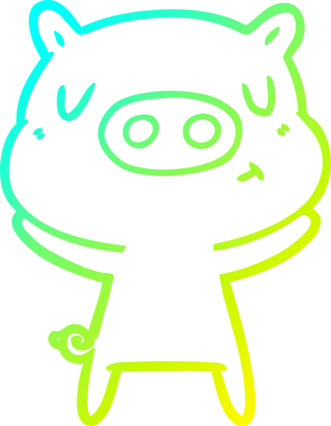 Bir insan tarafından çizilen çizgi film içerikli bir domuzun soğuk çizgi çizimi