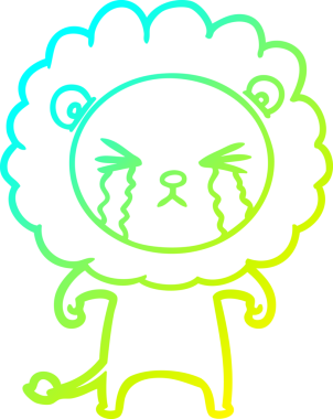 Bir insan tarafından çizilmiş ağlayan aslanın soğuk gradyan çizgisi