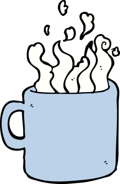 Bir insan tarafından çizilmiş sıcak kahve fincanı.