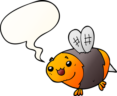 Bir insan tarafından çizilmiş, konuşma baloncuklu komik çizgi film arısı.