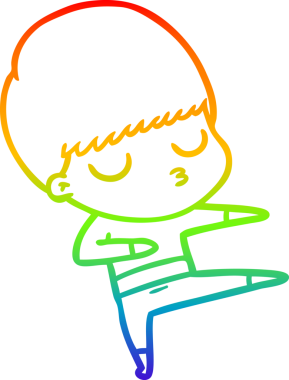 Gökkuşağı gradyan çizgi çizimi bir insan tarafından çizilmiş sakin bir çocuk