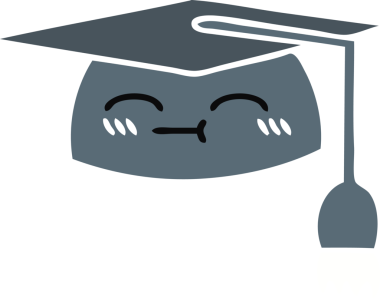 Bir insanın çizdiği mezuniyet şapkasının düz renkli retro karikatürü.