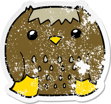 Bir insan tarafından çizilmiş karikatür baykuşunun sıkıntılı çıkartması