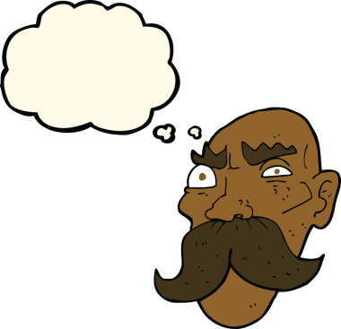 Bir insan tarafından çizilmiş düşünce baloncuğu olan kızgın yaşlı bir adam.