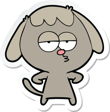 Bir insan tarafından çizilmiş sıkılan bir köpeğin çıkartması.