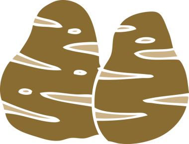 Bir insan tarafından çizilmiş patatesler.