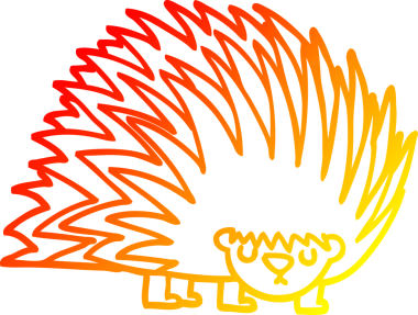 Bir insan tarafından çizilmiş sivri dikenli kirpinin sıcak çizgi çizimi