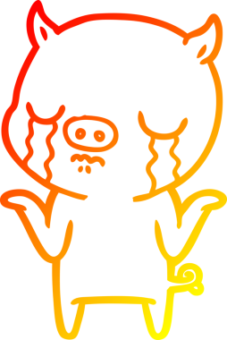 Bir insan tarafından çizilmiş, ağlayan bir domuzun sıcak çizgi çizimi.