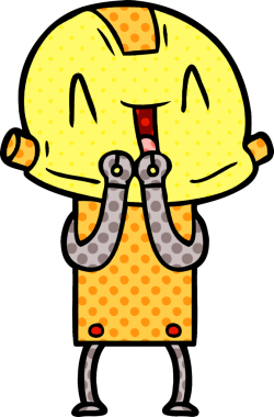 Bir insan tarafından çizilmiş çizgi film robotu