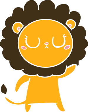 Bir insan tarafından çizilmiş düz renkli çizgi film aslanı