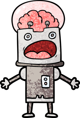 Bir insan tarafından çizilmiş çizgi film robotu