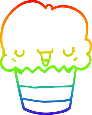 Gökkuşağı gradyan çizgi çizimi bir insan tarafından çizilmiş bir kek.