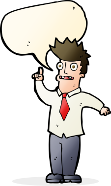 Bir insan tarafından çizilmiş konuşma baloncuğu fikri olan bir çizgi film adamı.