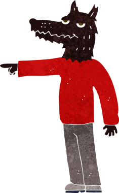 Çizgi filmdeki kurt adam insan tarafından çizilmiş.