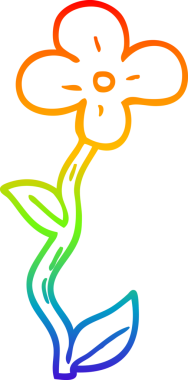 Gökkuşağı gradyan çizgi çizimi bir insan tarafından çizilmiş çiçek saksısı