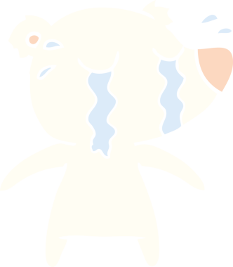 Düz renkli çizgi film ağlayan kutup ayısı bir insan tarafından çizilmiş.