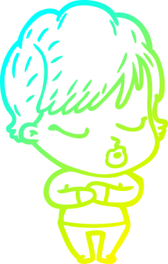 Bir insan tarafından çizilmiş gözleri olan bir karikatür kadın çizimi