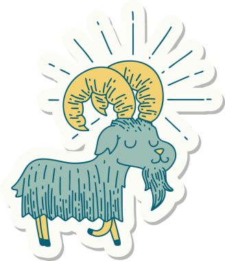 Bir insan tarafından çizilmiş mutlu keçi dövmesi stili.