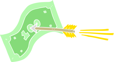 Bir insan tarafından çizilen uçan okun düz renk çizimi