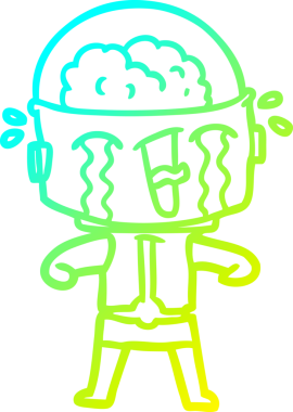 Bir insan tarafından çizilmiş ağlayan robot karikatür çizimi