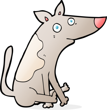 Bir insan tarafından çizilmiş çizgi film köpeği.